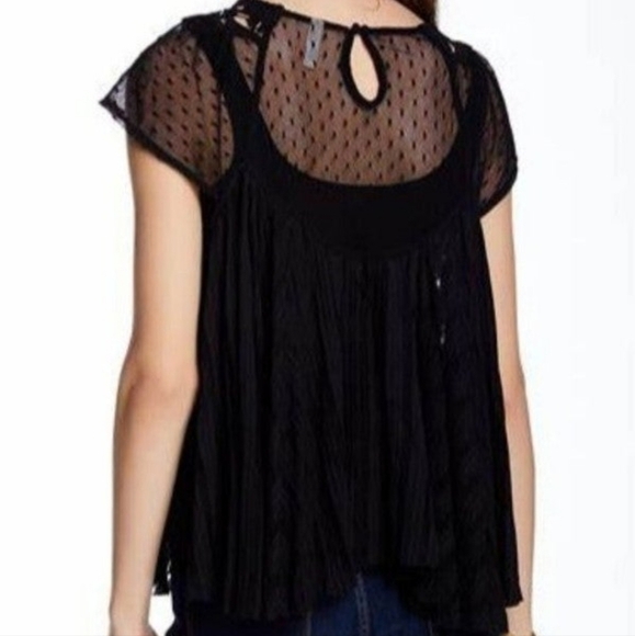 Free people Cutwork Gauze Witchy Girly Black Flowy Small Blouse Top - Picture 9 of 9